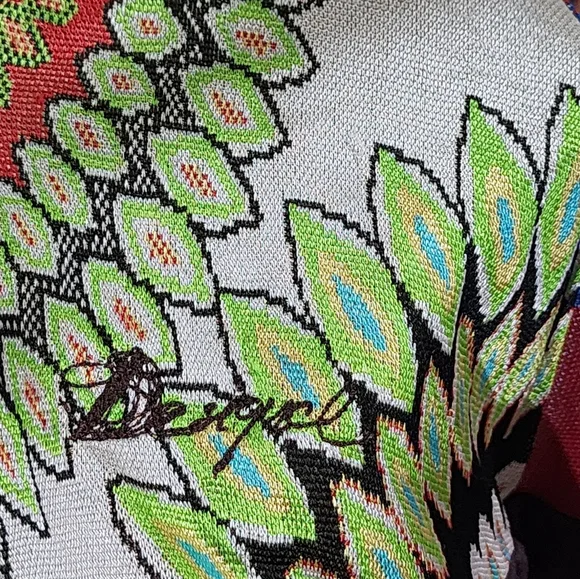 DESIGUAL abstract colorful long sleeve midi dress v-neck size XL - Picture 7 of 9